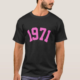 1971 Hot-Pink College Stijl aantal dagen T-shirt