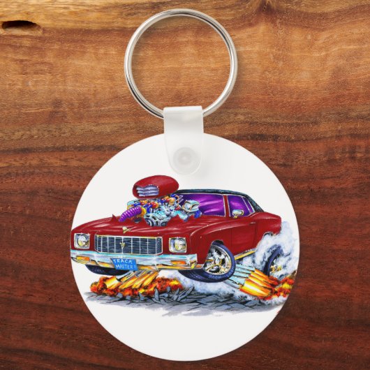 1971 Monte Carlo Maroon Car. Sleutelhanger (Voorkant)