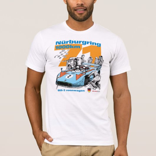 1971 Nurburgring 1000 km 908-3 Rennwagen T-Shirt (Voorkant)