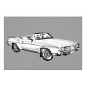 1971 Oldsmobile Cutlass Opperste Car Illustration Foto Afdruk (Voorkant)