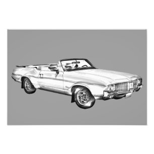 1971 Oldsmobile Cutlass Opperste Car Illustration Foto Afdruk