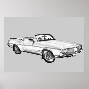 1971 Oldsmobile Cutlass Opperste Car Illustration Poster