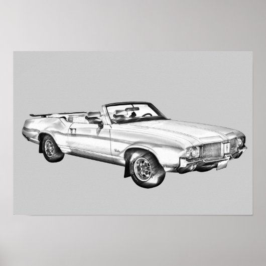 1971 Oldsmobile Cutlass Opperste Car Illustration Poster (Voorkant)