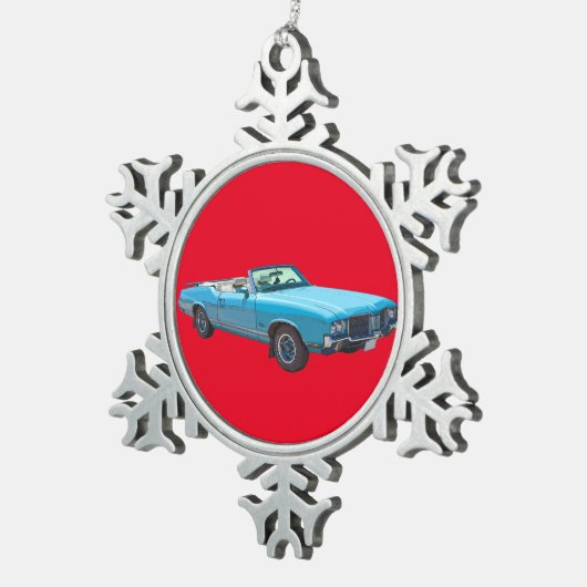 1971 Oldsmobile Cutlass Opperste Spierauto Tin Sneeuwvlok Ornament (Rechts)