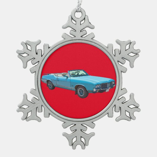 1971 Oldsmobile Cutlass Opperste Spierauto Tin Sneeuwvlok Ornament (Voorkant)