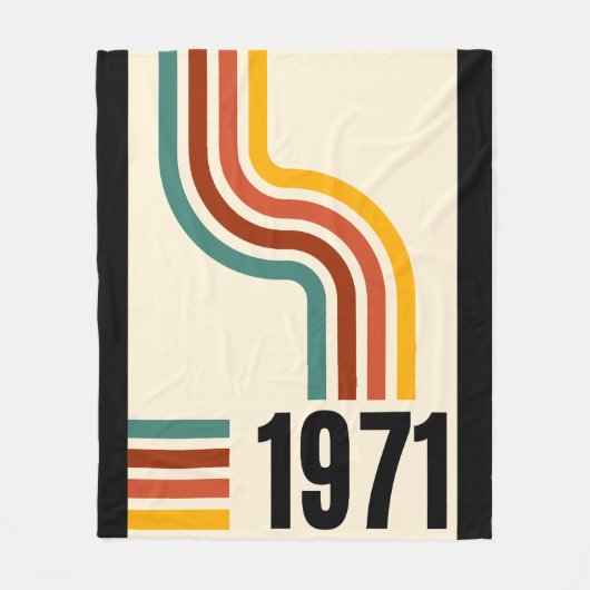 1971 Retro Stripe Rainbow 54e verjaardag Fleece Deken (Voorkant)