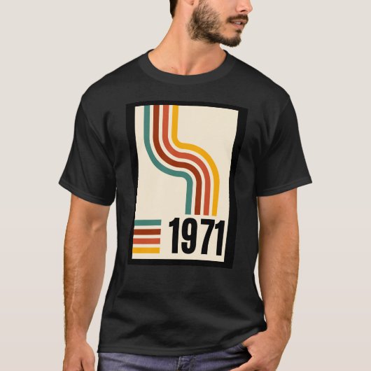 1971 Retro Stripe Rainbow 54e verjaardag T-shirt (Voorkant)
