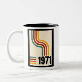 1971 Retro Stripe Rainbow 54e verjaardag Tweekleurige Koffiemok