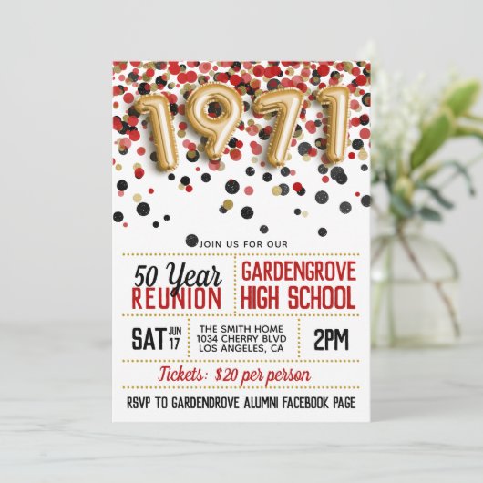 1971 Reunion middelbare school Kaart (Staand voorkant)