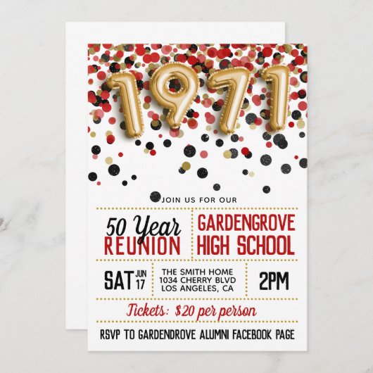 1971 Reunion middelbare school Kaart (Voorkant / Achterkant)