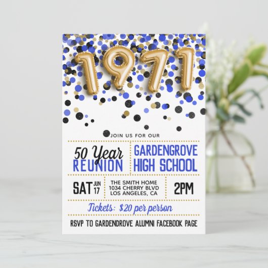 1971 Reunion middelbare school Kaart (Staand voorkant)