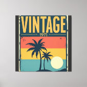 1971 Tropische Sunset Palmbomen Retro Vibe Canvas Afdruk (Voorkant)