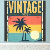 1971 Tropische Sunset Palmbomen Retro Vibe Canvas Afdruk (Insitu (Houten vloer))