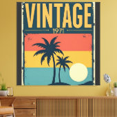 1971 Tropische Sunset Palmbomen Retro Vibe Canvas Afdruk (Insitu (Woonkamer))