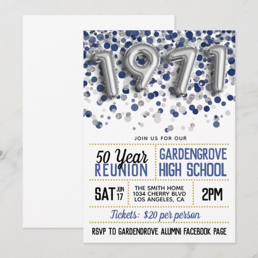 1971 Uitnodiging tot hereniging van de middelbare (Voorkant / Achterkant)