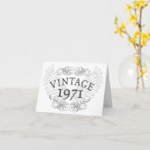 1971 Vintage met vleugels Kaart (Gele Bloem)