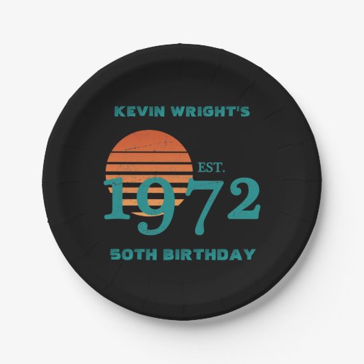 1972 50ste  zonsondergang op de geboorte papieren bordje (Voorkant)