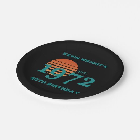 1972 50ste  zonsondergang op de geboorte papieren bordje (Gekanteld)