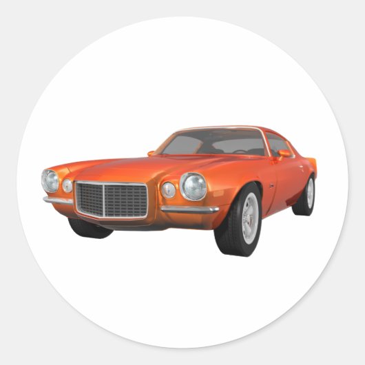 1972 Camaro: Spierauto: Oranje finish: Ronde Sticker (Voorkant)