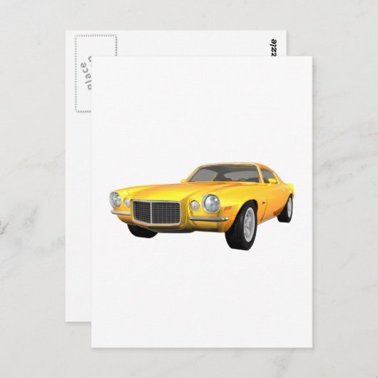 1972 Camaro Z28: Spierauto: Gele afwerking: Briefkaart (Voorkant / Achterkant)