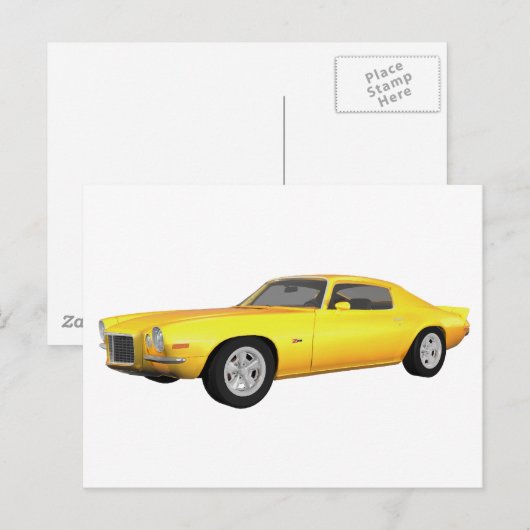 1972 Camaro Z28: Spierauto: Gele afwerking: Briefkaart (Voorkant / Achterkant)
