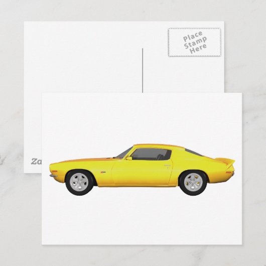 1972 Camaro Z28: Spierauto: Gele afwerking: Briefkaart (Voorkant / Achterkant)