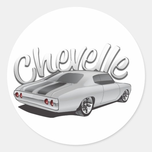 1972 Chevelle Custom Illustration Ronde Sticker (Voorkant)
