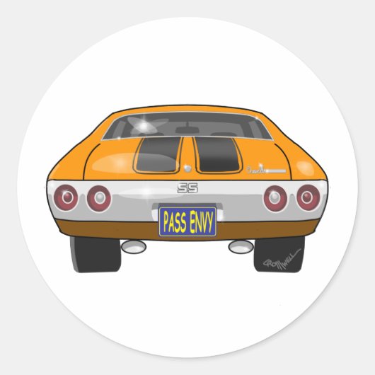 1972 Chevrolet Chevelle Ronde Sticker (Voorkant)