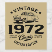 1972 Klassieke 50-jarige geschenken 50e B-dag Wijn Etiket (Enkel label)