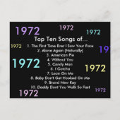 1972 liedjes briefkaart (Voorkant)