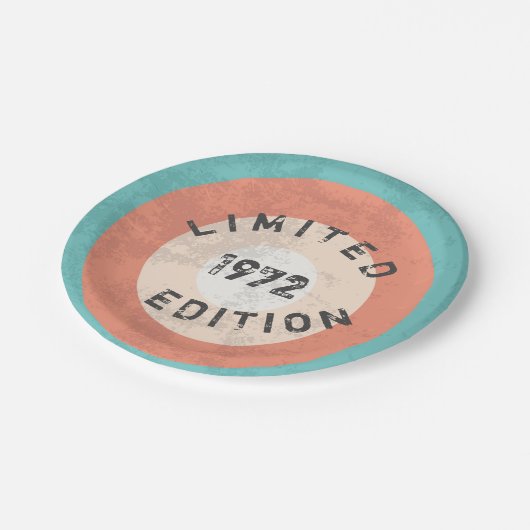  1972 Limited Edition 54e verjaardagsfeest Papieren Bordje (Gekanteld)