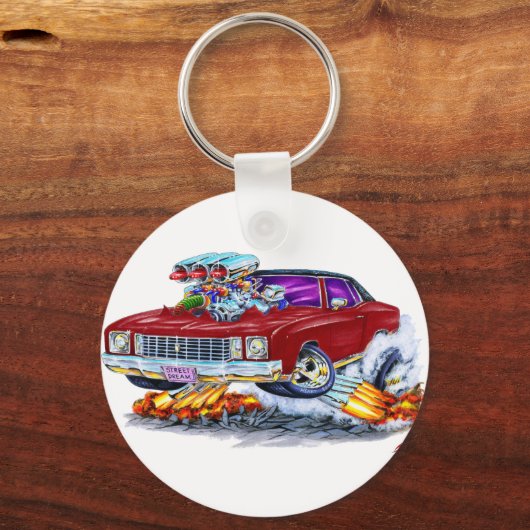 1972 Monte Carlo Maroon Car. Sleutelhanger (Voorkant)