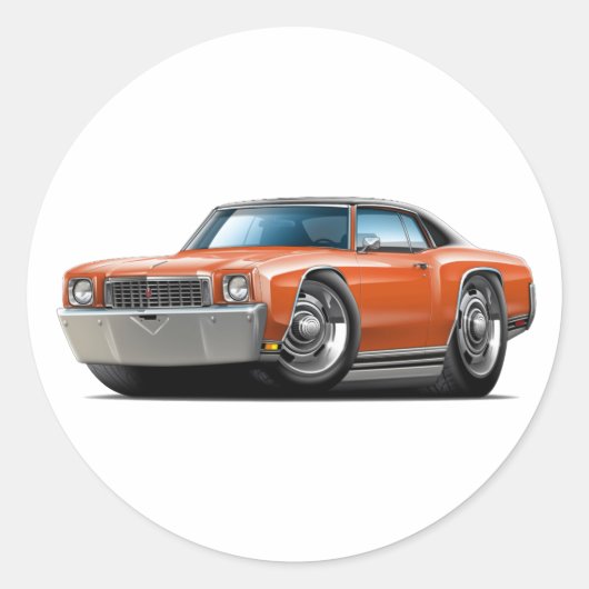 1972 Monte Carlo Oranje-Black Top Auto Ronde Sticker (Voorkant)