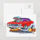 1972 Monte Carlo Red Car Briefkaart (Voorkant / Achterkant)