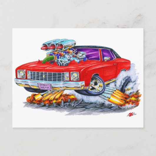 1972 Monte Carlo Red Car Briefkaart (Voorkant)