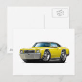 1972 Monte Carlo Yellow-Black Top Car Briefkaart (Voorkant / Achterkant)