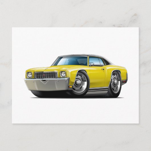 1972 Monte Carlo Yellow-Black Top Car Briefkaart (Voorkant)