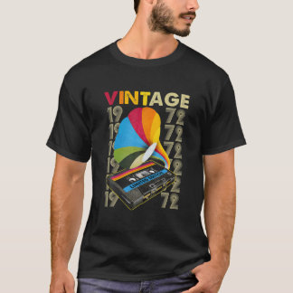 1972 Music Cassette 50th Birthday Gifts 50 T-shirt