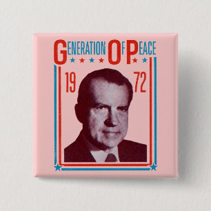 1972 Nixon Presidentiële campagne Vierkante Button 5,1 Cm
