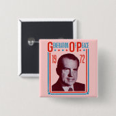 1972 Nixon presidentsverkiezingscampagne Vierkante Button 5,1 Cm (Voorkant /achterkant)