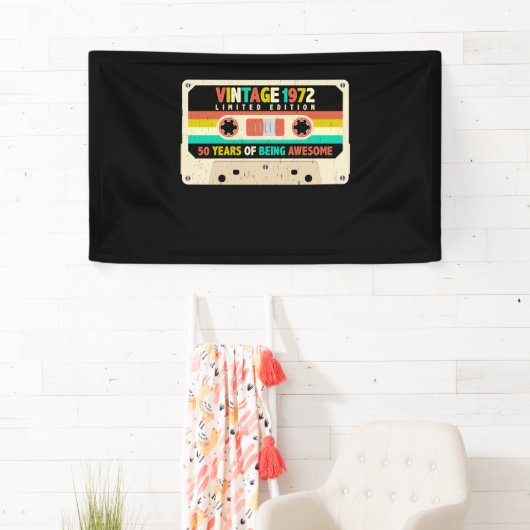 1972 Retro Cassette 50e verjaardag 50 jaar oud Spandoek (Insitu)