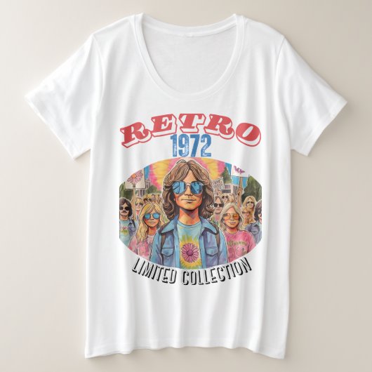 1972 RETRO - RETRO REVIVAL (BEPERKT COLLECTIE) GROTE MAAT T-SHIRT (Design voorkant)