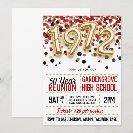 1972 Uitnodiging tot hereniging van de middelbare (Voorkant / Achterkant)