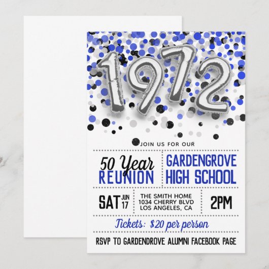 1972 Uitnodiging tot hereniging van de middelbare (Voorkant / Achterkant)