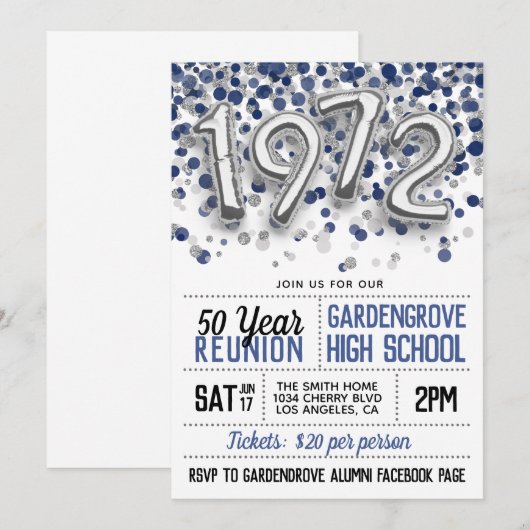 1972 Uitnodiging tot hereniging van de middelbare  (Voorkant / Achterkant)