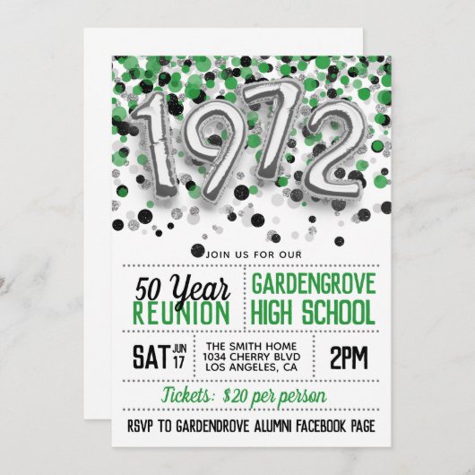 1972 Uitnodiging tot hereniging van de middelbare  (Voorkant / Achterkant)