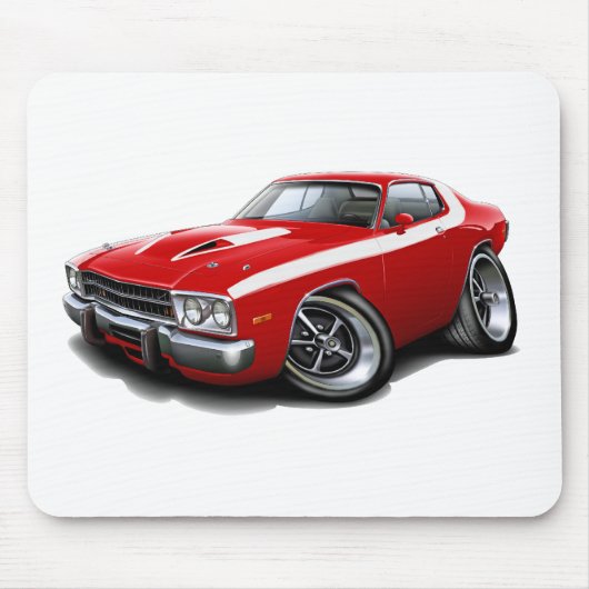 1973-1974 Roadrunner Rood-witte auto Muismat (Voorkant)