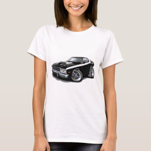 1973-74 Roadrunner Black-White-auto T-shirt (Voorkant)