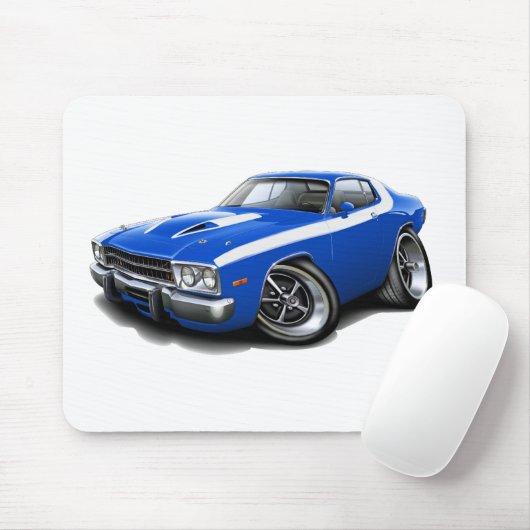 1973-74 Roadrunner Blue-White Car Muismat (Met muis)