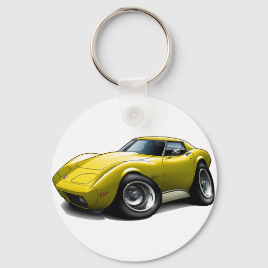 1973-76 Corvette gele auto Sleutelhanger (Voorkant)
